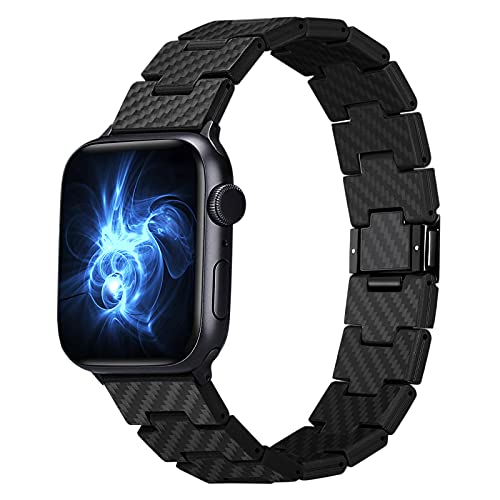 pitaka Carbon Armband kompatibel mit Apple Watch Series Ultra/8/7/6/SE/5/4/3/2/1 aus Kohlefaser Uhrenarmband minimalistisches Ersatzarmband mit magnetischem Verschluss Retro 38/40/41mm