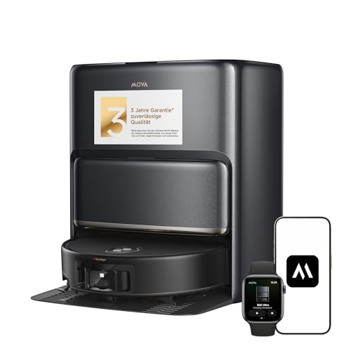 Mova Z60 Ultra Roller Complete Merkmale des Saugroboters : HydroForce-Wischen, AutoShield-Technologie, LiftPro-Gehäuse und StepMaster 2.0-System, 28.000 Pa Saugkraft, Wischen mit DuoSolution-System