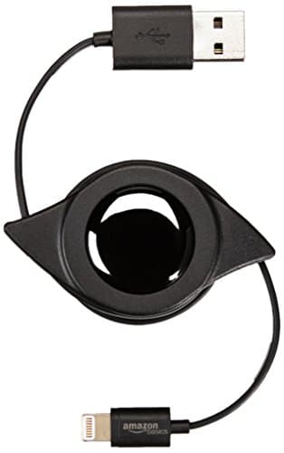 AmazonBasics Ladekabel Lightning auf USB, 0,6m, aufrollbar, zertifiziert von Apple, Schwarz