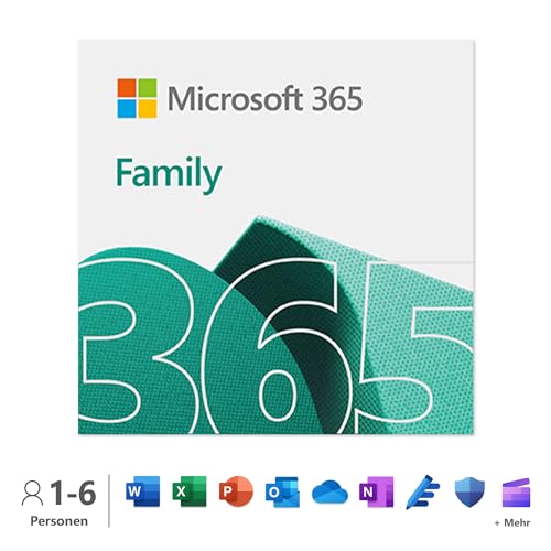 Microsoft 365 Family | 12 Monate, bis zu 6 Nutzer | Word, Excel, PowerPoint | 1TB OneDrive Cloudspeicher | PCs/Macs & mobile Geräte | Aktivierungscode per E-Mail