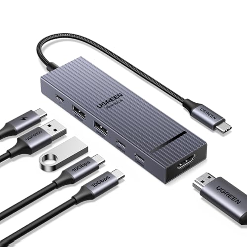 UGREEN Revodok Pro 106 10Gbps USB C Hub HDMI 4K@60Hz USB C Adapter mit USB 3.2 PD 100W Kompatibel mit iPhone 17/16 Serie, iPad Pro/Air, Mac mini M4/M4 Pro, Steam Deck usw.