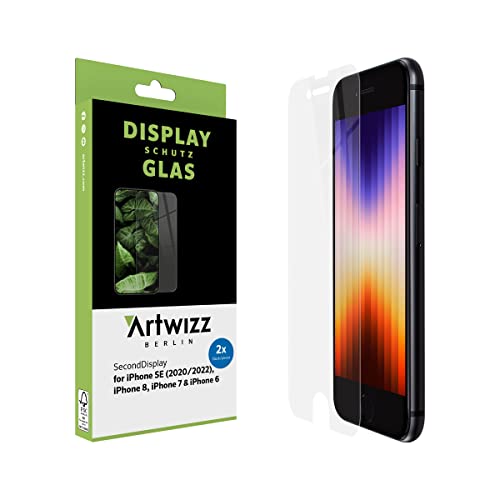 Artwizz SecondDisplay (2er Pack) Schutzglas kompatibel für iPhone SE (2022/2020) / 8/7 / 6S / 6 - Displayschutz aus Sicherheitsglas, 9H Schutzgrad, Hüllenfreundlich