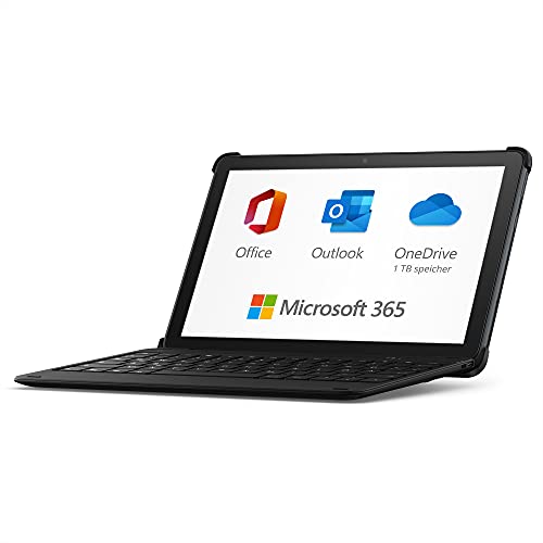 Neu: das Fire HD 10 Plus-Tablet, 32 GB, schiefergrau, mit Werbung + Bluetooth-Tastatur + 12-monatiges Abonnement für Microsoft 365 Single.