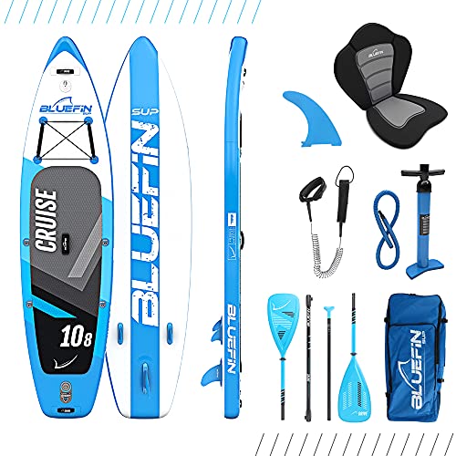 Bluefin Cruise SUP Board Set | Aufblasbares Stand Up Paddle Board | 6 Zoll Dick | Fiberglas Paddel | Kajak Sitz | Komplettes Zubehör 2020 (2020 Cruise 10'8)