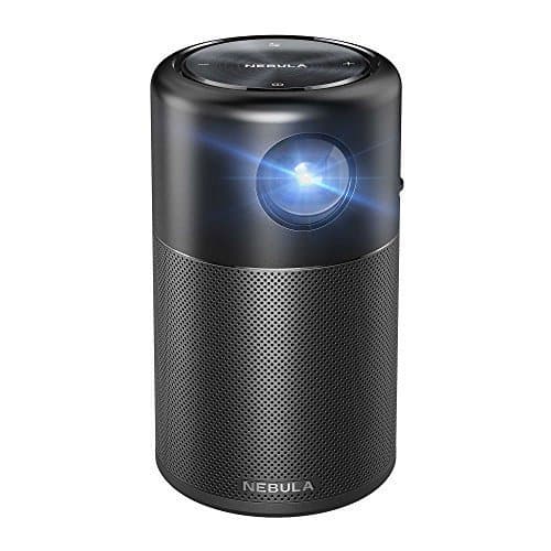 Nebula Capsule von Anker, Mini Beamer, Smarter kompakter Pico Projektor mit WLAN, 100 ANSI lm, Hochqualitatives Taschenkino, DLP, 360° Lautsprecher, 100 Zoll Bild, Android 7.1, 4H Akku, mit App