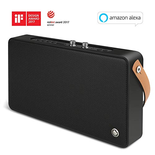 WLAN-Lautsprecher, Multiroom-Lautsprecher mit Höhen- und Bassregler; Satter Sound und kraftvoller Bass 20W Treiber, Unterstützt die Anbindung an Spotify, Airplay, DLNA, iHeartRadio, schwarz