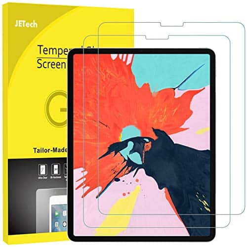 JETech 2 Stück Schutzfolie für iPad Pro 12,9 Zoll (2018 Veröffentlichung Kante zu Kante Liquid Retina Display), Gehärtetem Glas Panzerglas Displayschutzfolie