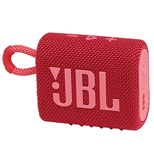 JBL GO 3 kleine Bluetooth Box - Rot – Wasserfester, tragbarer Lautsprecher für unterwegs – Bis zu 5h Wiedergabezeit mit nur einer Akkuladung