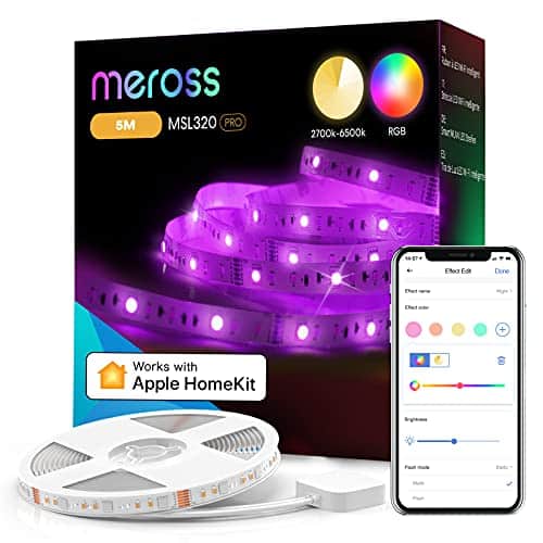 meross Led Strip 5m funktioniert mit Apple HomeKit, WLAN Led Streifen, Smart RGBWW Strip kompatibel mit Alexa und Google, für Zuhause, Party, Weihnachten