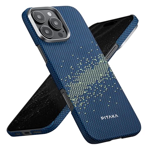pitaka Hülle für iPhone 16 Pro Max Ultradünne Handyhülle aus Aramidfaser Kompatibel mit Magsafe Magnetische Schutzhülle Taktile Gewebte Hülle mit Angenehmem Griff Milchstraße Galaxie