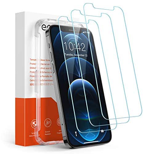 Amazon Brand – Eono 3 Stück Panzerglas Schutzfolie Kompatibel mit iPhone 12 und iPhone 12 Pro Panzerglas , Anti-Kratz, 9H Härte, 0.33mm Ultra-Klar, Displayschutzfolie mit Positionierhilfe