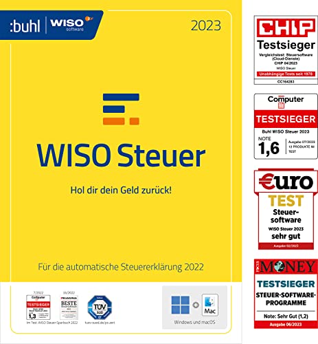 WISO Steuer 2023 (Steuerjahr 2022) Steuer Sparbuch, Mac, Start und Plus, für Browser, Windows, Mac, Smartphones und Tablets|Frustfreie Verpackung