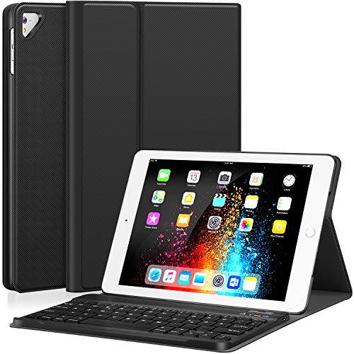 Earto Tastatur Hülle 9.7 kompatibel mit iPad 2018(6. Gen.), 2017 iPad (5. Gen.), iPad Pro 9.7, iPad Air2/iPad Air1 Magnetische Abnehmbare Tastatur -Ultra Dünnes PU-Leder Standfunktion DEUTSCHES QWERTZ