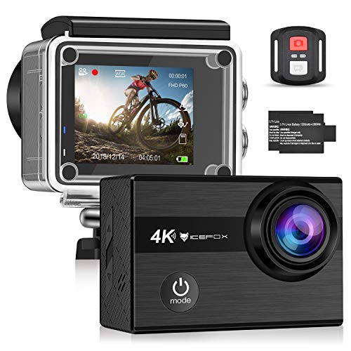 Icefox Action Cam 4K Unterwasserkamera Wasserdicht 40M Ultra HD 20MP Kamera 170 ° Ultra-Weitwinkel WiFi Camcorder EIS Stabilisierung mit Dual 1350 mAh Akku