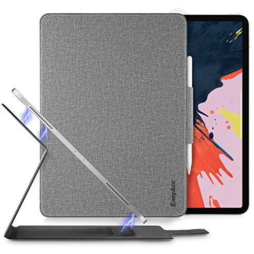 EasyAcc Magnetisch Hülle für iPad Pro 12.9 2018, Ultra Dünn Leichte Book Cover, mit Multi-Winkel Standfunktion und Auto Sleep/Wake Up Passt für iPad Pro 12.9 2018 (A1876/A1895/A2014), Grau