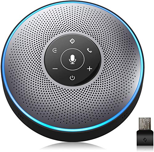 EMEET M2 Bluetooth Konferenzlautsprecher - USB Speakerphone mit 4 AI-Mikrofon, 360º Spracherkennung, Konferenzmikrofon mit Dongle, für Skype, Zoom(Grau)
