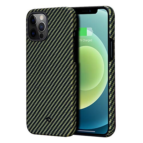 pitaka Magnetische Hülle für iPhone 12 Pro Max Ultradünne Handyhülle aus Aramidfaser Leichte und Kratzfeste Schutzhülle mit 3D Textur Haptik [MagEZ Case] Schwarz/Gelb