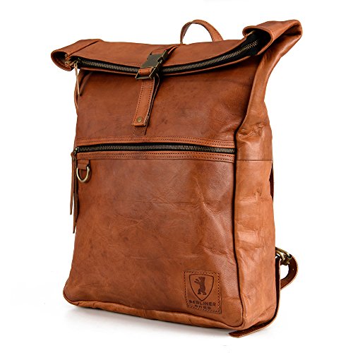 Berliner Bags Rucksack Utrecht XL Kurierrucksack mit Laptopfach aus Leder Fahrradrucksack Trekkingrucksack Damen Herren