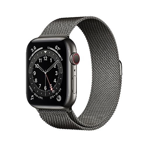 Apple Watch Series 6 (GPS + Cellular, 44 mm) Edelstahlgehäuse Graphit, Milanaise Armband Graphit
