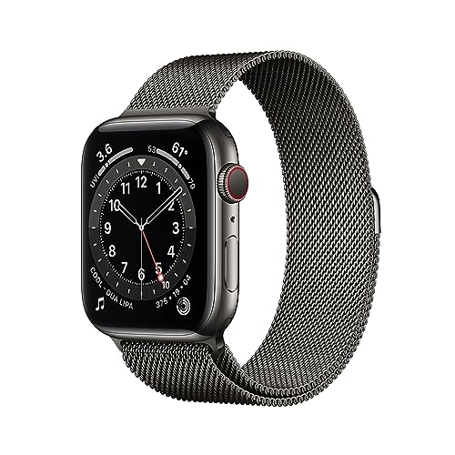 Apple Watch Series 6 (GPS + Cellular, 44 mm) Edelstahlgehäuse Graphit, Milanaise Armband Graphit
