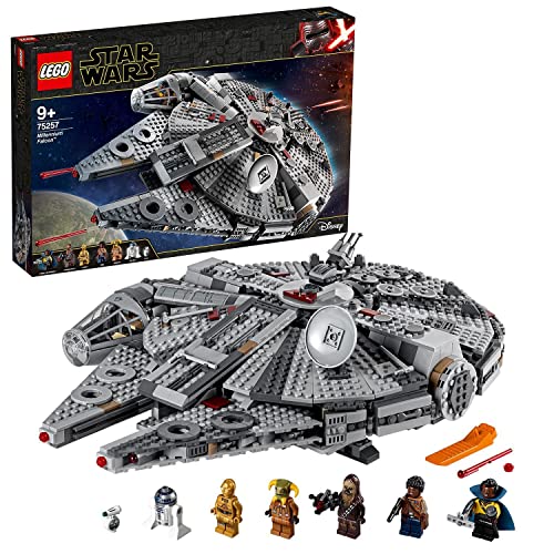 Lego 75257 Star Wars Millennium Falcon Raumschiff Bauset mit Finn, Chewbacca, Lando Calrissian, Boolio, C-3PO, R2-D2 und D-O, Der Aufstieg Skywalkers Kollektion