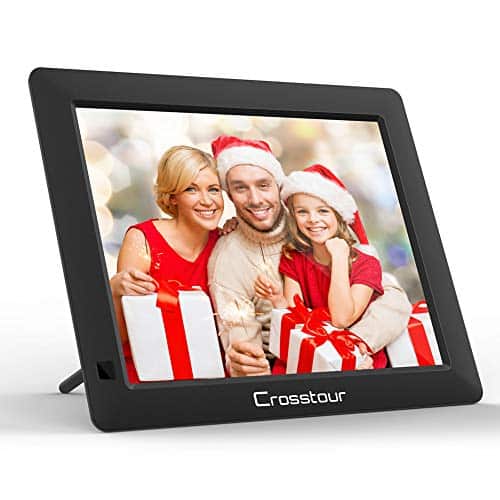 Digitaler Bilderrahmen, Crosstour Fotorahmen 90° Auto-Rotation 1080P Full HD-Unterstützung mit Fernbedienung USB/SD/Wiedergabe von Video/Musik//Uhr/Kalender/Alarm