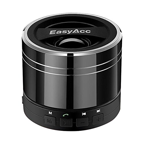 EasyAcc® Mini Portable aufladbarer Bluetooth Lautsprecher, Wireless bluetooth Boxen Lautsprecher für Smartphones, Tablets PC, Laptops, Ultrabook, mit Mikrofon, unterstützt Micro SD-Karte spielen & FM Funktion – Titanium Schwarz titanium black