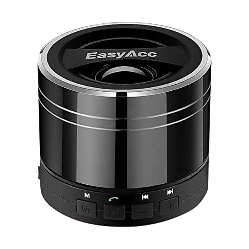 EasyAcc Mini Portable Aufladbarer Bluetooth Lautsprecher, Wireless Boxen Speaker für Smartphones, Tablets PC, mit Mikrofon, Unterstützt Micro SD-Karte Spielen & FM Funktion–Titanium Schwarz