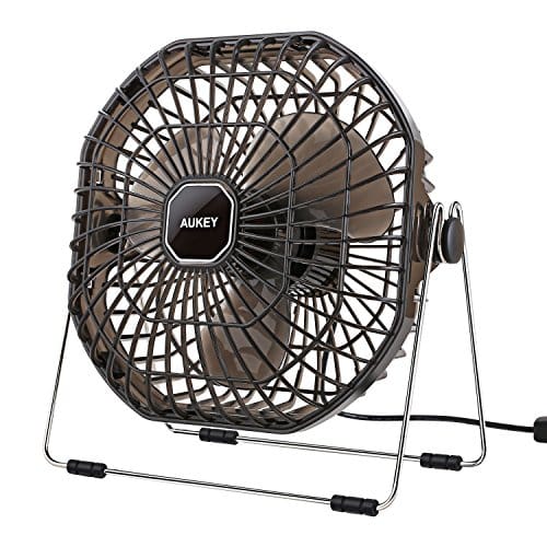 Aukey USB Tischventilator mit Ein- / Aus-Schalter 7 Ultra leiser und leistungsstarker Tischventilator Lüfter für Laptop PC Schwarz