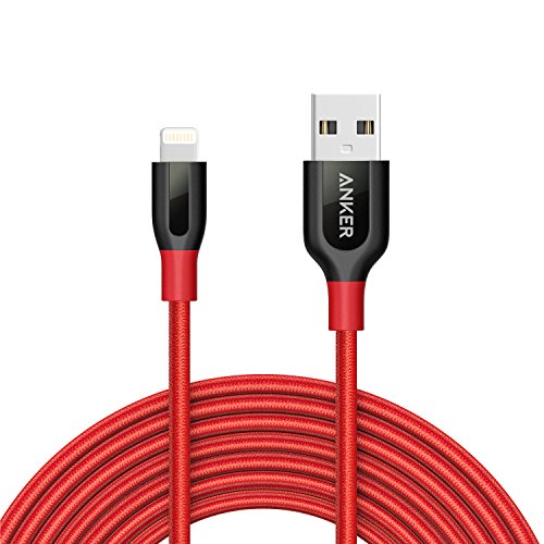 Anker Powerline+ 3m Lightning Kabel iPhone iPad Ladekabel [doppelt mit Nylon umflochten] für iPhone XS/XS Max/XR/X/ 8/8 Plus/ 7/7 Plus/iPad und weitere (Rot)