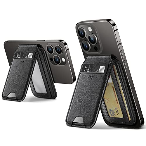 ESR HaloLock Magnetischer Vegan Leder Wallet Ständer, MagSafe Wallet mit verstellbarem Stand, 3 Karten Kompatibel mit iPhone 14/14 Pro/14 Pro Max/14 Plus/13/12 Series, Nicht für 13/12 Mini, Schwarz
