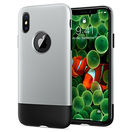 Spigen iPhone X Hülle, iPhone erste Generation Design, Special Edition Retro iPhone X Schutzhülle, iPhone X Case, Aluminium Grau