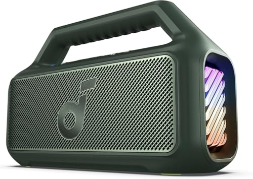 soundcore by Anker, Boom 2 Outdoor-Lautsprecher, 80W, Subwoofer, BassUp 2.0, 24h Akku, IPX7 Wasserdicht & Schwimmt, LED-Licht, USB-C, EQ, BT 5.3, Mobiler Bluetooth-Speaker, Camping, Strand, Garten