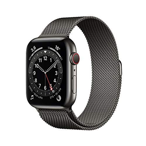 Apple Watch Series 6 (GPS + Cellular, 44 mm) Edelstahlgehäuse Graphit, Milanaise Armband Graphit