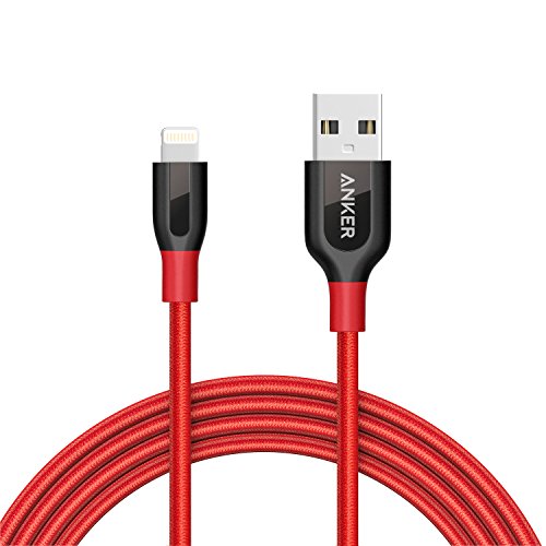 Anker Powerline+ 1.8m Lightning Kabel iPhone iPad Ladekabel [doppelt mit Nylon umflochten] für iPhone XS/XS Max/XR/X/ 8/8 Plus/ 7/7 Plus/ 6s/ iPad und weitere (Rot)