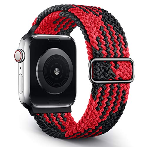 Jiamus Geflochtenes Solo Loop Armband Kompatibel mit Apple Watch Armband 38mm 40mm 42mm 44mm,Elastic Sport Dehnbarer Ersatz Armband für iWatch Series 6/SE/5/4/3/2/1 Herren Damen(Patented)