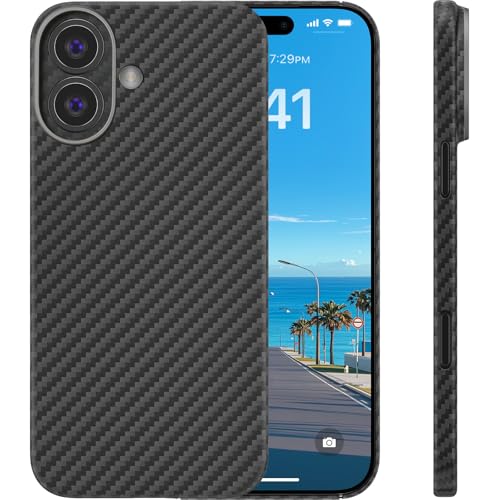 memumi Carbon Hülle für iPhone 17, 0,5 mm Superdünne, Hülle aus echter Aramidfaser [1500D Aramidfaser] mit Fallschutz in Militärqualität für iPhone 17