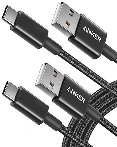 Anker Premium 180 cm langes doppelt-geflochtenes Nylon USB-C auf USB-A Kabel (2er Pack), für Samsung Galaxy S9 / S9+ / S8 / S8+ / Note 8, LG V20 / G5 / G6 und viele mehr(Schwarz)