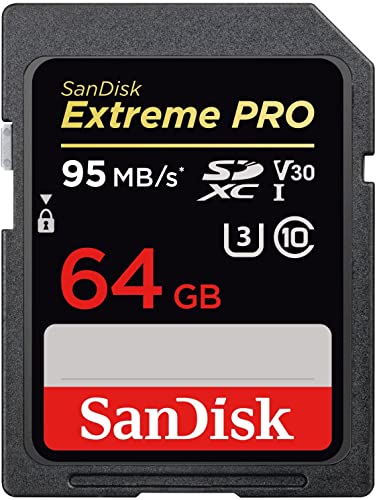 SanDisk Extreme PRO 64 GB SDXC Speicherkarte bis zu 95 MB/Sek, Class 10, U3, V30