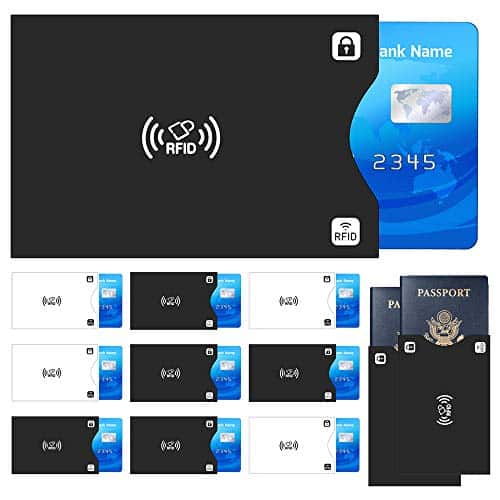 RFID Blocking NFC Schutzhüllen (12 Stück) für Kreditkarte, Personalausweis, EC-Karte, Reisepass, Bankkarte, Ausweis - 100% Schutz gegen unerlaubtes Auslesen - Kreditkarten RFID Blocker