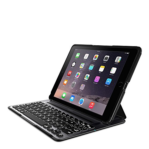 Belkin F5L176DEBLK QODE Ultimate Pro Bluetooth Tastatur mit Hülle (geeignet für das iPad Air 2) Schwarz/Silber