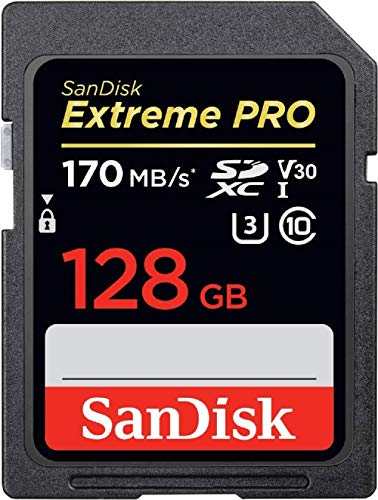 SanDisk Extreme PRO 128GB SDXC Speicherkarte bis zu 170 MB/s, Class 10, U3, V30