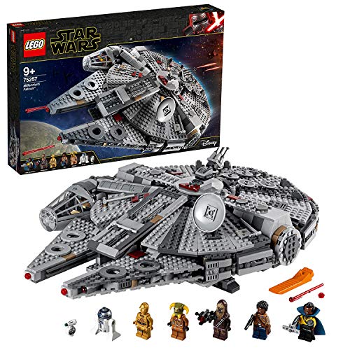 Lego 75257 Star Wars Millennium Falcon Raumschiff Bauset mit Finn, Chewbacca, Lando Calrissian, Boolio, C-3PO, R2-D2 und D-O, Der Aufstieg Skywalkers Kollektion