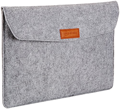 Amazon Basics Laptop-Tasche, Filz, für Displaygrößen bis 15,4 Zoll, Hellgrau