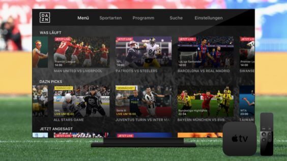 Sport-Livestreams für 10 Euro: DAZN springt auf den Apple TV
