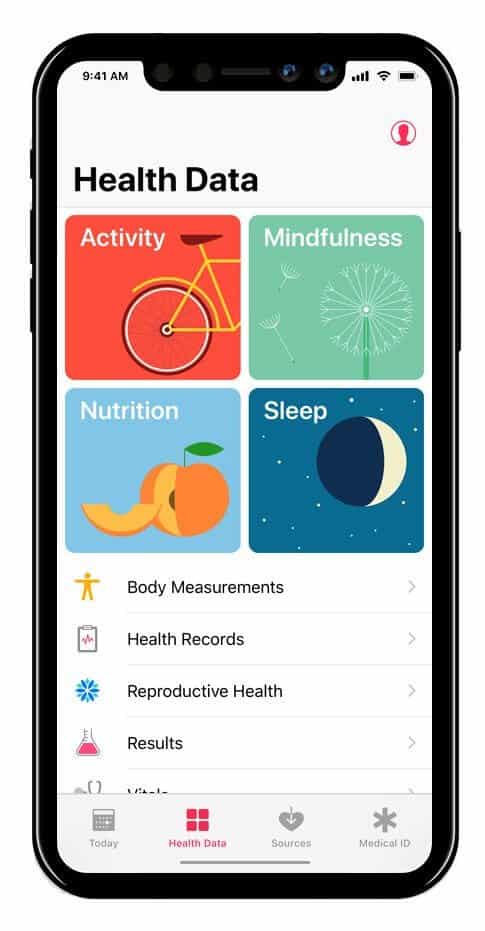 Mockup der Health-App auf dem iPhone 8