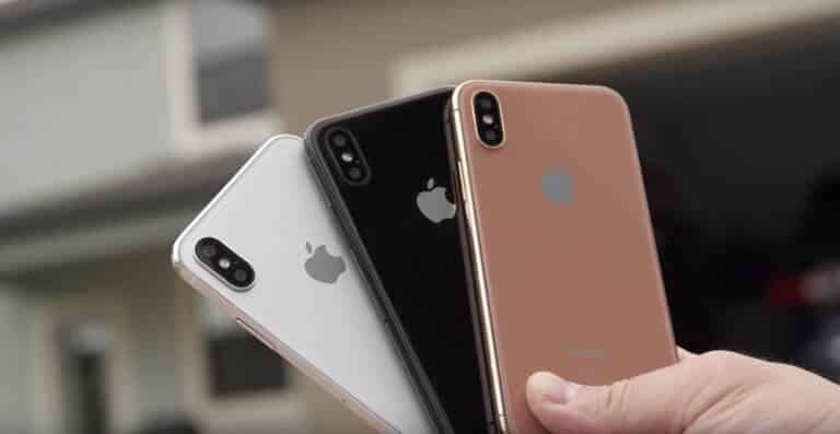 iPhone 8 in weiß, schwarz und Blush gold Rückseite