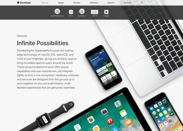 Startseite des Apple-Entwickler-Portals, Bild: Screenshot