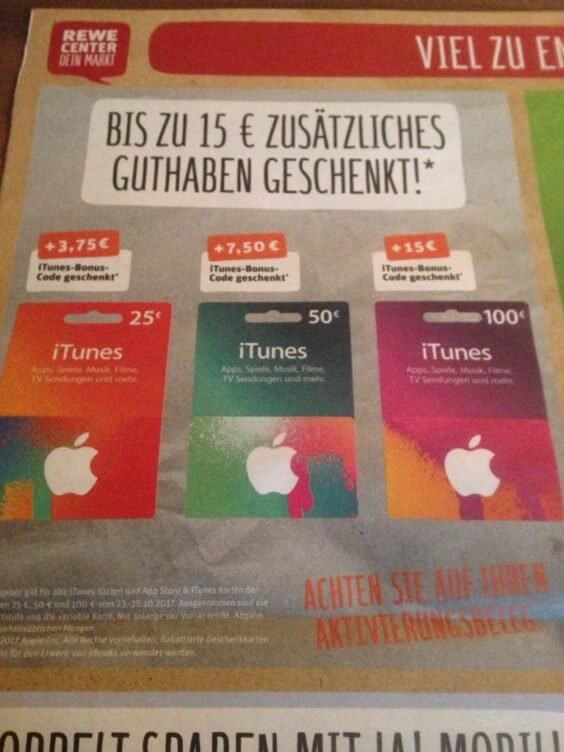 iTunes Karten Angebot Rewe