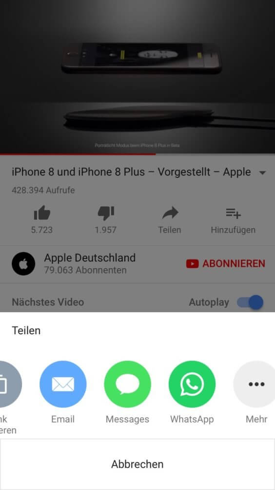 YouTube Videos über iMessage teilen